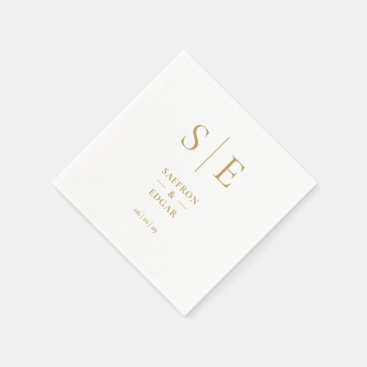 Elegante moderne gouden monogram bruiloft servet (Hoek)