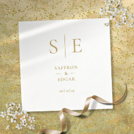 Elegante moderne gouden monogram bruiloft servet