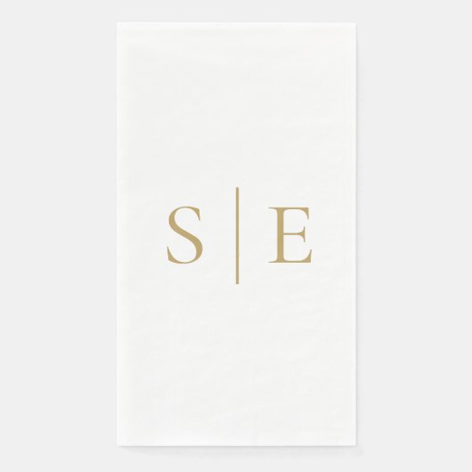 Elegante moderne gouden monogram minimalistisch servet (Voorkant)