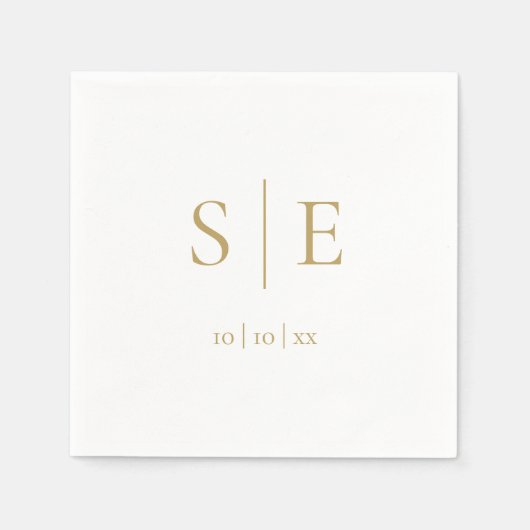 Elegante moderne gouden monogramdatum minimalistis servet (Voorkant)