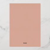 Elegante moderne gouden pastel roze minimalistisch folie uitnodiging (Achterkant)