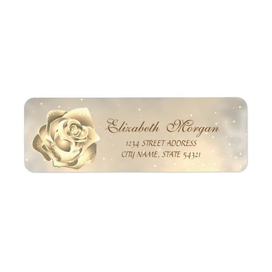 Elegante moderne gouden roos adres etiket (Voorkant)