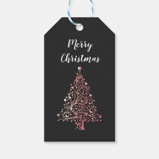 elegante moderne gouden roos voor kerst cadeaulabel (Voorkant)