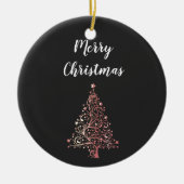 elegante moderne gouden roos voor kerst keramisch ornament (Voorkant)