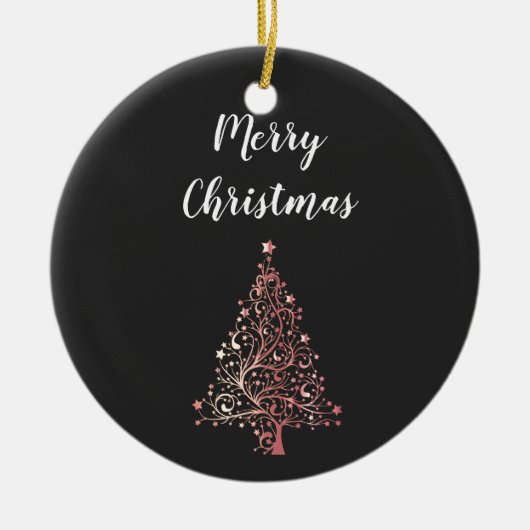 elegante moderne gouden roos voor kerst keramisch ornament (Voorkant)