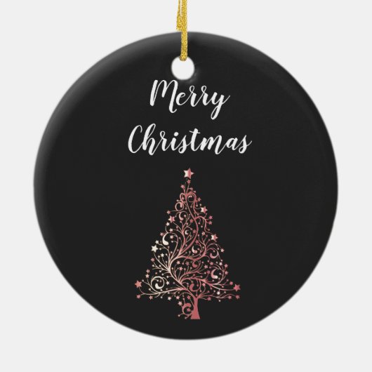 elegante moderne gouden roos voor kerst keramisch ornament (Achterkant)