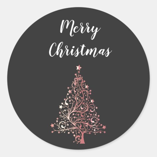 elegante moderne gouden roos voor kerst ronde sticker (Voorkant)