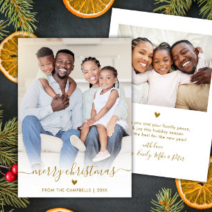 Elegante moderne gouden schrift 2 foto Prettig ker Feestdagenkaart
