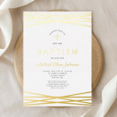 Elegante moderne gouden schrift doop folie uitnodiging