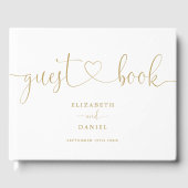 Elegante moderne gouden script bruiloft gastenboek (Voorkant)