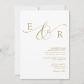 Elegante moderne gouden script monogram bruiloft kaart (Voorkant)