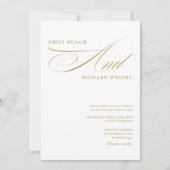 Elegante moderne gouden script QR-code bruiloft Kaart (Voorkant)