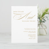 Elegante moderne gouden script QR-code bruiloft Kaart (Staand voorkant)