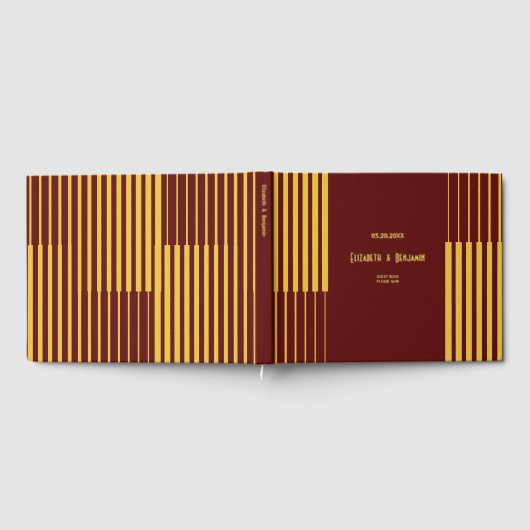 Elegante moderne gouden script rode bruiloft gastenboek (Volledig)