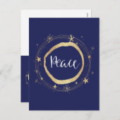 Elegante moderne gouden ster vrede feestdagenkaart (Voorkant / Achterkant)