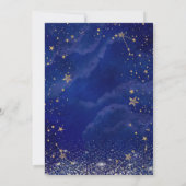 Elegante moderne gouden sterren blauw zoet 16 kaart (Achterkant)