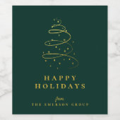 Elegante moderne gouden sterrenboomvakantie wijn etiket (Enkel label)