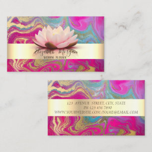 Elegante moderne gouden streep lotus kleurrijke ma visitekaartje