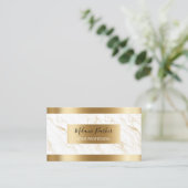 Elegante moderne gouden streken marmer visitekaartje (Staand voorkant)