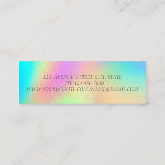 Elegante Moderne Gouden Strepen, Kleurrijke Hologr Mini Visitekaartje (Achterkant)