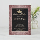 Elegante moderne gouden tiara rode glitters afstud kaart (Staand voorkant)