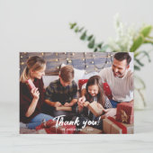 Elegante moderne gouden vakantiefoto bedankkaart (Staand voorkant)