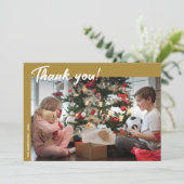 Elegante moderne gouden vakantiefoto bedankkaart (Staand voorkant)