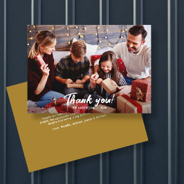 Elegante moderne gouden vakantiefoto bedankkaart