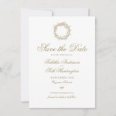 Elegante moderne gouden winter krans vakantie brui save the date (Voorkant)