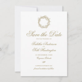 Elegante moderne gouden winter krans vakantie brui save the date