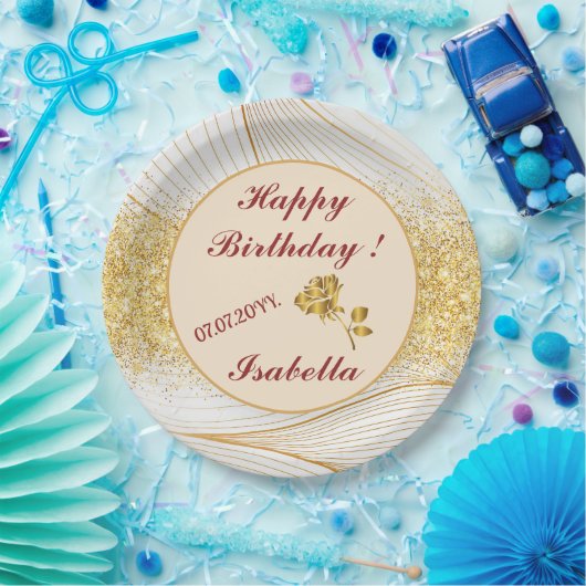 Elegante Moderne Gouden Witte Bladeren Lijn Collec Papieren Bordje (Feest)