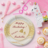 Elegante Moderne Gouden Witte Bladeren Lijn Collec Papieren Bordje (Feest)