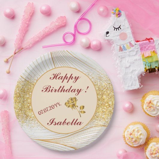 Elegante Moderne Gouden Witte Bladeren Lijn Collec Papieren Bordje (Feest)