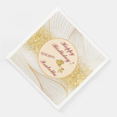 Elegante Moderne Gouden Witte Bladeren Lijn Collec Servet (Hoek)