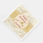 Elegante Moderne Gouden Witte Bloemlijn Collectie Servet (Hoek)