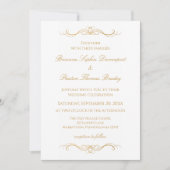 Elegante Moderne Gouden & Witte Whimsical Bruiloft Kaart (Voorkant)