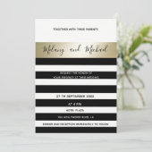 Elegante moderne gouden zwart/witte strepen kaart (Staand voorkant)