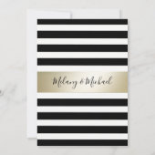 Elegante moderne gouden zwart/witte strepen kaart (Achterkant)