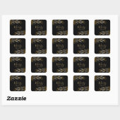 Elegante moderne gouden zwarte den vrolijke kerst vierkante sticker (Vel)
