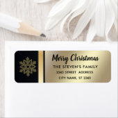 Elegante moderne gouden / zwarte kerst sneeuwvlok etiket (Insitu)