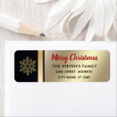 Elegante moderne gouden / zwarte kerst sneeuwvlok etiket (Insitu)