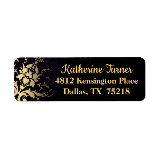 Elegante moderne gouden zwarte retour adreslabels etiket (Voorkant)