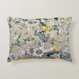 Elegante moderne  Goudgrijs Geel Bloemen Accent Kussen