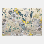 Elegante moderne  Goudgrijs Geel Bloemen Inpakpapier Vel (Voorkant 3)