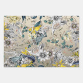 Elegante moderne  Goudgrijs Geel Bloemen Inpakpapier Vel (Voorkant 2)