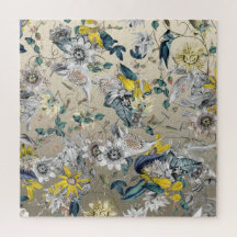Elegante moderne  Goudgrijs Geel Bloemen