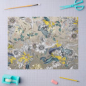 Elegante moderne  Goudgrijs Geel Bloemen Tissuepapier (Craft)