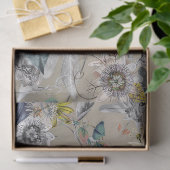 Elegante moderne  Goudgrijs Geel Bloemen Tissuepapier (Geschenk)