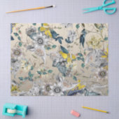 Elegante moderne Goudgrijs Geel Bloemen Tissuepapier (Craft)