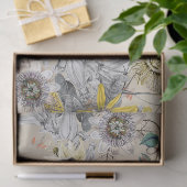 Elegante moderne Goudgrijs Geel Bloemen Tissuepapier (Geschenk)